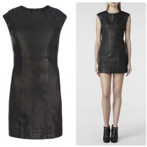Allsaints black biker leather dress size 2